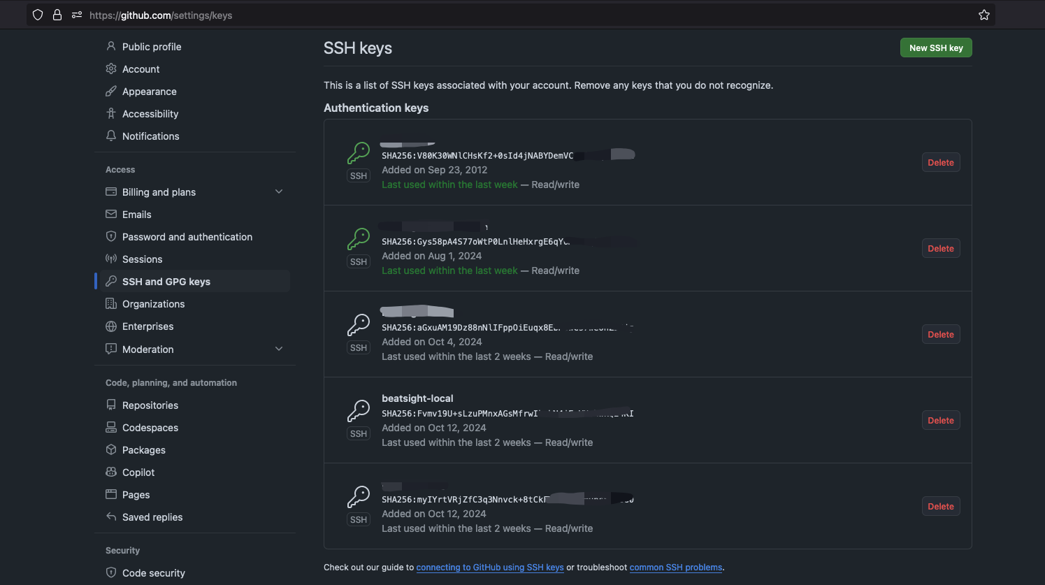github ssh keys