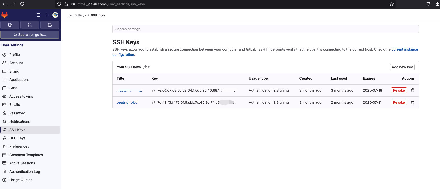 gitlab ssh keys